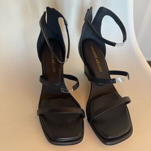 Tamara Mellon Elegant Black Strappy Heels 39.5